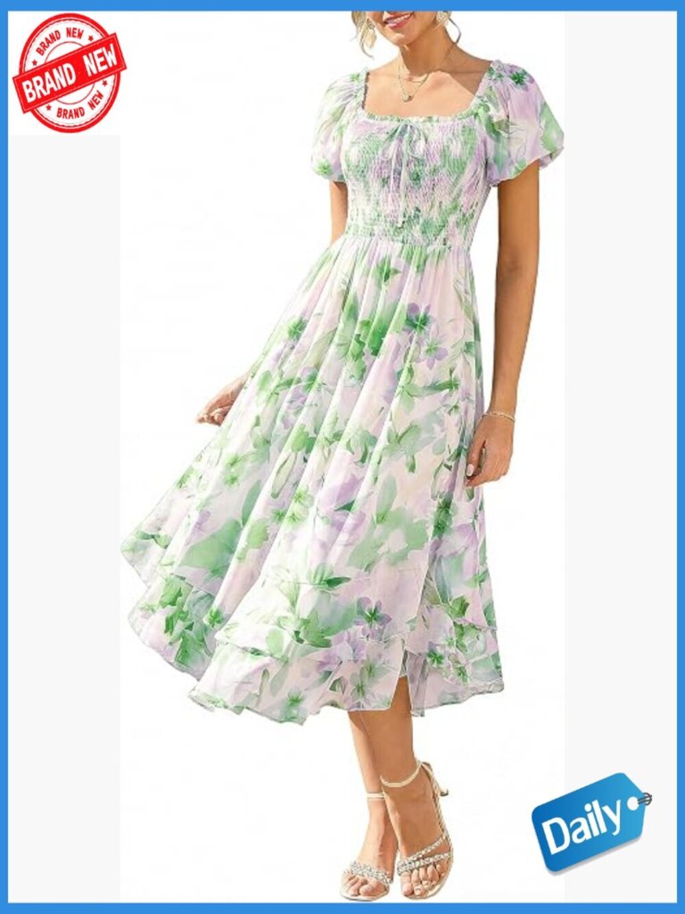 Summer Floral Maxi Dress Flowy Wedding Guest Boho A-Line with Pockets